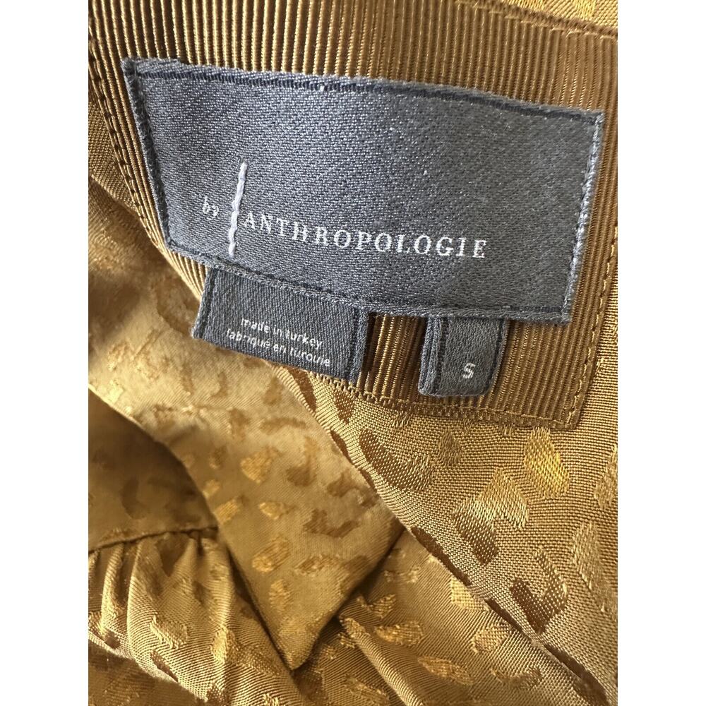 Anthropologie Long Sleeve Mini Dress Bronze Leopard Print Faux Wrap Size Small - Picture 12 of 16
